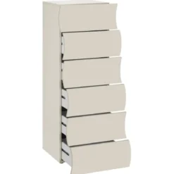 Cassettiera 6 Cassetti in Legno Beige Cachemire per Camera Ingresso