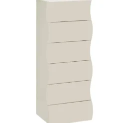 Cassettiera 6 Cassetti in Legno Beige Cachemire per Camera Ingresso