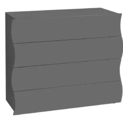 Cassettiera 4 Cassetti Madia in Legno Antracite Opaco Camera da Letto
