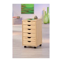 Cassettiera 40 cm 6 Cassetti con Ruote Legno Scrivania Ufficio Pino Cameretta