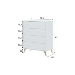 Cassettiera Como Bianco 4 Cassetti Cassettone Camera Letto Cameretta Settimino