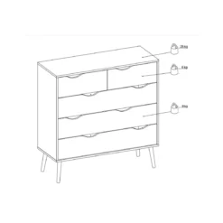 Cassettiera Como 100 Bianco Rovere 5 Cassetti Cassettone Camera Letto Cameretta