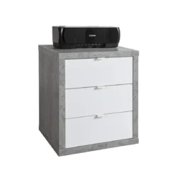 Cassettiera Comodino in Legno 3 Cassetti Bianca Laccata Chiave Ufficio Scrivania