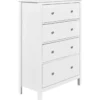 Cassettiera Credenza da Cucina 4 Cassetti in Legno Bianco Moderna