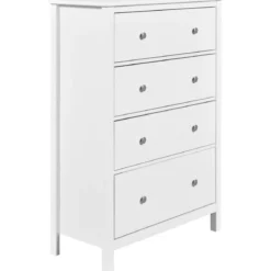 Cassettiera Credenza da Cucina 4 Cassetti in Legno Bianco Moderna