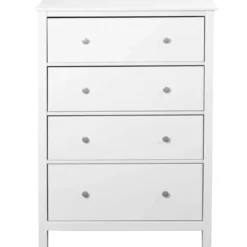 Cassettiera Credenza da Cucina 4 Cassetti in Legno Bianco Moderna