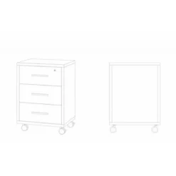 Cassettiera da Scrivania Ruote Bianco Noce 3 Cassetti con Chiave Ufficio
