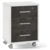 Cassettiera da Scrivania Ruote Bianco Nero 3 Cassetti con Chiave Ufficio