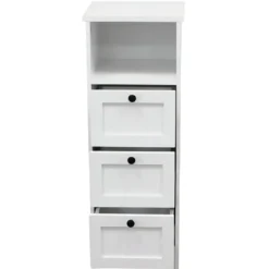 Cassettiera in Legno Bianco Slim 3 Cassetti 1 Ripiano Salvaspazio