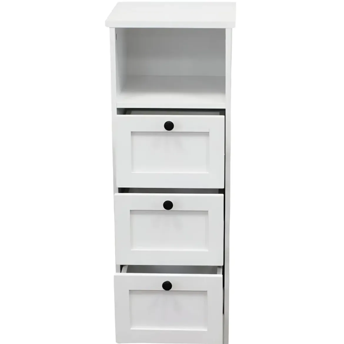 Cassettiera in Legno Bianco Slim 3 Cassetti 1 Ripiano Salvaspazio