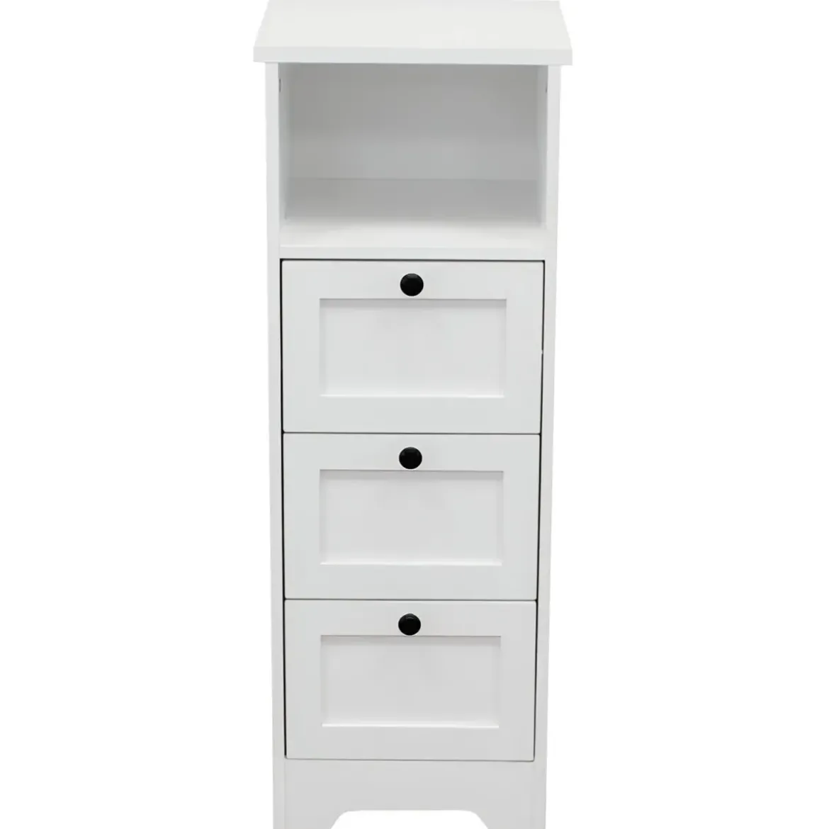 Cassettiera in Legno Bianco Slim 3 Cassetti 1 Ripiano Salvaspazio