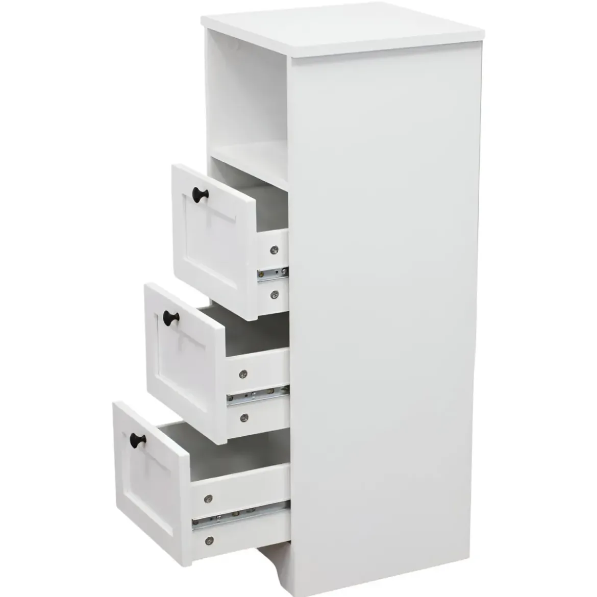 Cassettiera in Legno Bianco Slim 3 Cassetti 1 Ripiano Salvaspazio