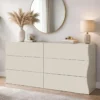 Cassettiera Madia 6 Cassetti 150 cm Legno Beige Cachemire Soggiorno