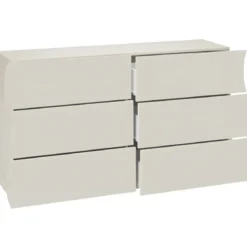 Cassettiera Madia 6 Cassetti 150 cm Legno Beige Cachemire Soggiorno