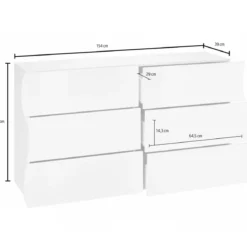 Cassettiera Madia 6 Cassetti 150 cm Legno Beige Cachemire Soggiorno