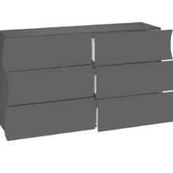 Cassettiera Madia con 6 Cassetti 150 cm in Legno Antracite Opaco