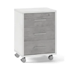 Cassettiera Ossido Grigio 3 Cassetti con Chiave Ruote da Scrivania Ufficio Legno