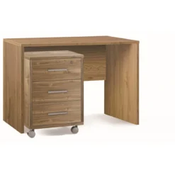 Cassettiera Ruote Noce 3 Cassetti con Chiave da Scrivania Ufficio Legno