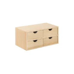 2 Cassettiere in Legno Mini Cassetti 48x20x18,5 cm Multiuso