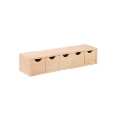 4 Cassettiere in Legno Mini 5 Cassetti 56X13X12 cm Multiuso