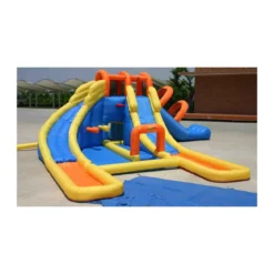 Castelli Gonfiabili per Bambini Acquatico 3 Scivoli Canestro Vasca Giochi Acqua