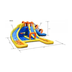 Castelli Gonfiabili per Bambini Acquatico 3 Scivoli Canestro Vasca Giochi Acqua