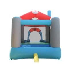 Castello Gonfiabile per Bambini Tappeto con Scivolo Feste Compleanno Motore Aria
