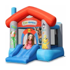 Castello Gonfiabile per Bambini Tappeto con Scivolo Feste Compleanno Motore Aria