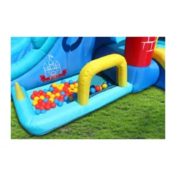 Castello Gonfiabile per Bambini Saltarello 2 Scivoli Vasca Palline Motore Aria