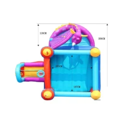 Castello Gonfiabile per Bambini con Scivolo Draghetto Salterello Vasca Palline