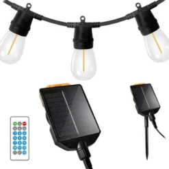 Catena Luci per Gazebo Pergole 10 LED Luce Solare Calda 5m Telecomando