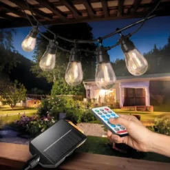 Catena Luci per Gazebo Pergole 10 LED Luce Solare Calda 5m Telecomando