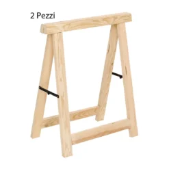 Cavalletti in Legno di Pino Coppia Pieghevoli Robusti 80 cm Tavolo da Lavoro