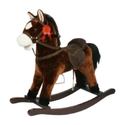 Cavallo a Dondolo con Suoni Animale Cavalcabile in Legno per Bambini Vintage