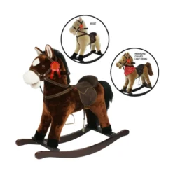 Cavallo a Dondolo con Suoni Animale Cavalcabile in Legno per Bambini Vintage