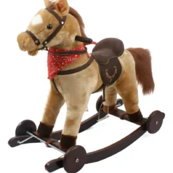 Cavallo a Dondolo per Bambini Giocattolo Cavalcabile con Ruote 2+