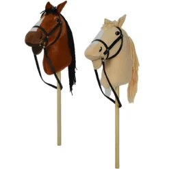 Cavallo con Bastone 80 cm Bambini Hobby Horse Suoni Criniera Intrecciata