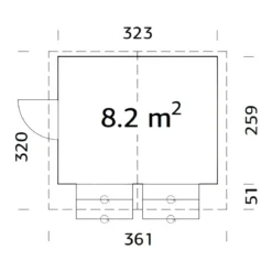 Chiosco in Legno Naturale 16 mm da Esterno 323x259 cm Eventi Bar