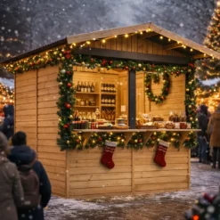 Chiosco in Legno 2x2 m per Mercatini Fiere Vendite a Pannelli in Pino