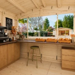 Chiosco Pieghevole in Legno 298x228x245 cm con Pavimento per Eventi