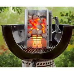 Ciminiera per Barbecue 19,5x19,5x30,5H cm Metallo Zincato Manico in PP