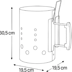 Ciminiera per Barbecue 19,5x19,5x30,5H cm Metallo Zincato Manico in PP