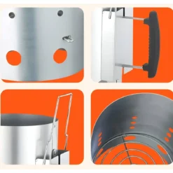 Ciminiera per Barbecue 19,5x19,5x30,5H cm Metallo Zincato Manico in PP