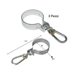 2 Collari 10x10 per Pali in Legno Tondi Acciaio Zincato Sedute Altalena Bambini