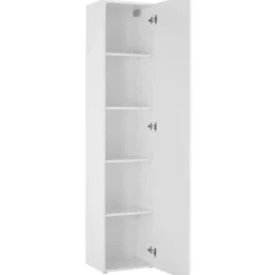 Colonna Armadio Multiuso Bianco Lucido 4 Ripiani 40x30x180 cm Moderno