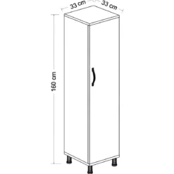 Colonna Bagno 160 cm 1 Anta 4 Ripiani MDF Finitura Bianco Portuna