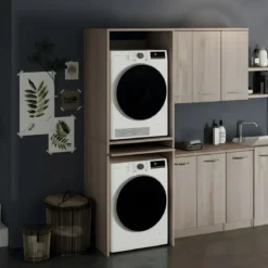 Colonna Copri Lavatrice Asciugatrice Salvaspazio 71x65x210 cm Legno Olmo