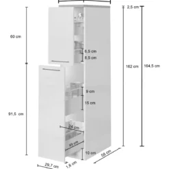 Colonna Portaspezie Antracite 2 Cassetti Soft Close Legno Nobilitato