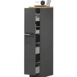 Colonna Portaspezie Antracite Rovere 2 Cassetti Soft Close in Legno