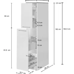 Colonna Portaspezie Bianco Lucido Report 2 Cassetti Soft Close Legno